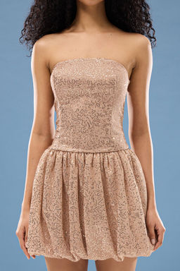 TRENDYOLMILLA Siyah Balon Etek Detayl? Payet Orme K?sa Elbise TPRSS25EL00119  фото 3