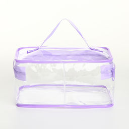 Косметичка-сундучок на молнии, маленькая, с ручкой, прозрачная, сиреневая - Simaland фото 2