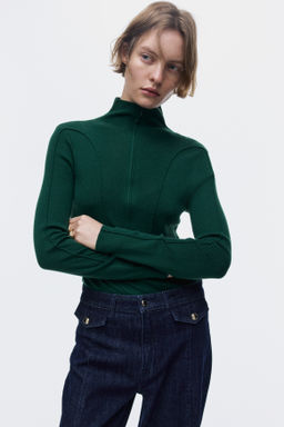 Top con cuello perkins y media cremallera - H&m фото 7
