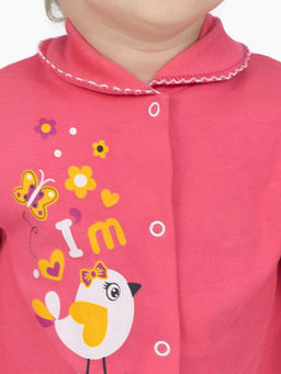 Комбинезон ясельный фуксия принт птички