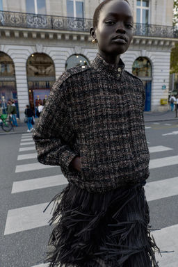METALLIC THREAD TEXTURED BOMBER JACKET - Zara фото 2