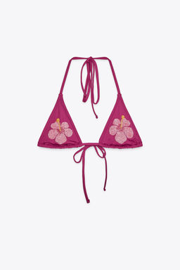 BEADED FLORAL BIKINI TOP - Zara фото 9