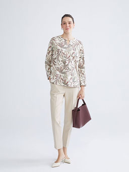 Bisiklet Yaka ?i?ekli Bluz