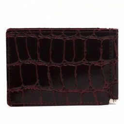 Зажим для купюр Premier-М-52 натуральная кожа (4 карм), бордо крок крупный (14) 218735  фото 2