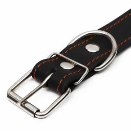 Ошейник кожаный на синтепоне, безразмерный, 71 х 3,5 см, ОШ 29-62 см, чёрный - Пижон фото 4