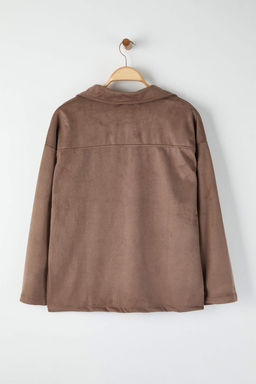 Koyu Kahverengi Relaxed/Rahat Kal?p Orme Suet Gomlek TWOAW26GO00103 - Trendyolmilla фото 8