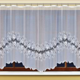 Арт. 311261/180, класс ЛЮКС, с эффектом аппликации, белоснежная, фактурная структура плетения, ГОТОВЫЕ ШТОРЫ, ширина 300 см x высота 160 см (на шторной ленте)