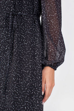 5-3014/783-5065-2 Платье принт белые штрихи на черном фоне - Serginnetti фото 7