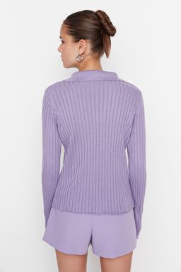 Lila Kol Ucu Detayl? Polo Yaka Triko Kazak TWOAW21KZ1113 - Trendyolmilla фото 5