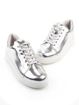 03-C1-1C GREY/SILVER Полуботинки спортивные женские (натуральная кожа)