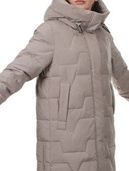 H268 DK. BEIGE Пальто зимнее женское (170 гр. холлофайбер)
