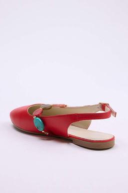 K?rm?z? Hakiki Deri Boncuk Detayl? Kad?n Babet TAKSS26BE00025