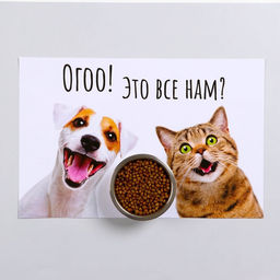 Коврик под миску «Пижон» 43×28 см «Ого! Это всё нам?»
