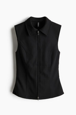 Top sin mangas con cuello camisero y cremallera - H&m фото 5