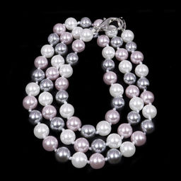 Бусы из жемчуга Майорка mix лавандового, серебристого и белого цвета 6мм