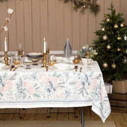 Скатерть Этель Christmas flowers 149х110см с ГМВО, 100%хл, 190г/м2
