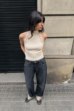 RIBBED LACE T-SHIRT