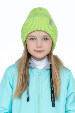Шапка вязаная яркосалатовая