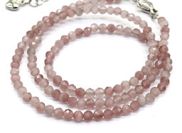 Чокер из улексита с эффектом кошачьего глаза шарик гр.3мм цв.клубничный, 40см