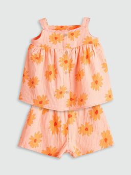 ?i?ekli K?z Bebek M?slin Bluz ve ?ort 2li