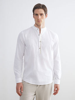 Slim Fit Hakim Yaka Uzun Kollu Poplin Erkek G?mlek