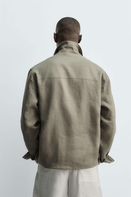 SOBRECAMISA 100% LINO CREMALLERA / Beige claro - Zara фото 3