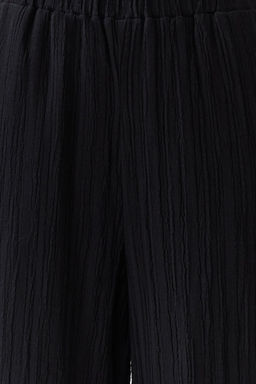 Siyah Dokuma Keten Kar?s?ml? Bluz Pantolon Plaj Tak?m TBESS24AU00030