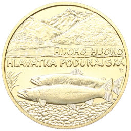Монета 5 евро 2025 года Словакия Фауна и флора Словакии Дунайский лосось