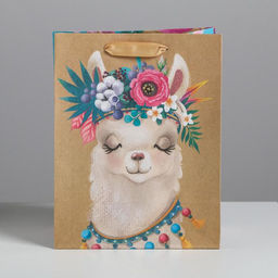 Пакет крафтовый вертикальный Лама, 18 х 23 х 10 см - Дарите счастье фото 2
