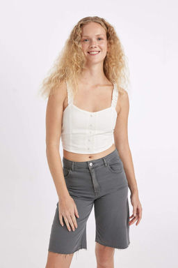 Блуза без рукавов с V-образным вырезом - Defacto фото 3