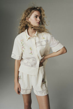 Linen-blend pyjama shorts - H&m фото 5