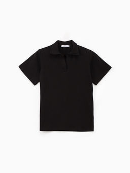 Футболка - поло женская MINAKU, размер 48-50 (XL), итерлок, чёрная