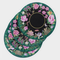 Набор салфеток сервировочных Доляна Роуз, d=38 см, 4 шт, цвет зелёный