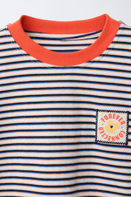 STRIPED T-SHIRT WITH LABEL - Zara фото 9