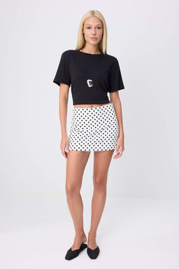 Beyaz Puantiyeli Mini _ort Etek TWOSS26SR00277