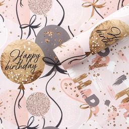 Цена за 10 шт. Бумага упаковочная глянцевая двухсторонняя «С днем рождения», 50 х 70 см