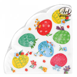 Салфетки бумажные "Art Bouquet Rondo" д32см, 3-х слойные, 12 штук в упаковке, 100% целлюлоза, "Акварельные яйца" (Россия)