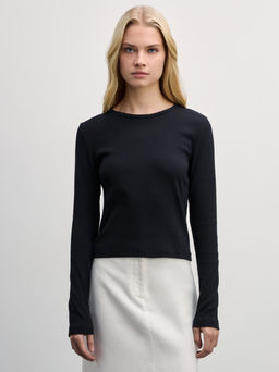 Базовый укороченный лонгслив из хлопка / Zarina фото 3