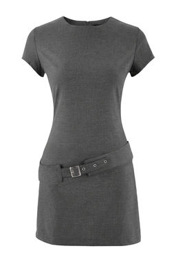 Limited Edition Antrasit Kemerli K?sa / Mini Dokuma Elbise TWOSS26EL00057