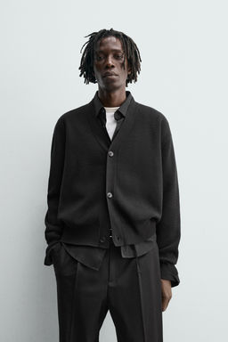 TEXTURED COTTON CARDIGAN