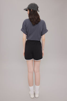 TRENDYOLMILLA Siyah Renk Bloklu Serit Detayl? Lastikli Yuksek Bel Orme Sort TWOSS25SR00051  фото 4