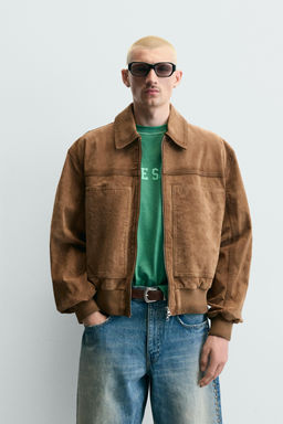 CAZADORA RELAXED FIT PIEL ANTE / Tabaco - Zara фото 2