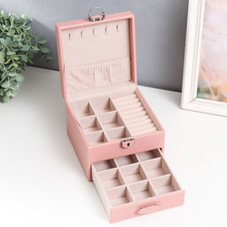 Шкатулка кожзам для украшений Сахарная вата 16х16х11,8 см - Simaland фото 2