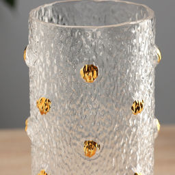 Ваза «Милагрос», круги объём, 24.5×10 см, стекло, прозрачная