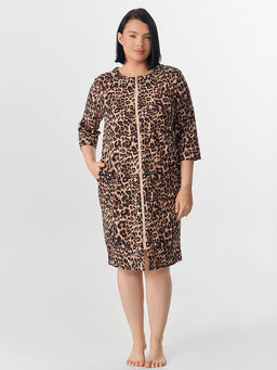 Халат женский бежевый с леопардовым принтом