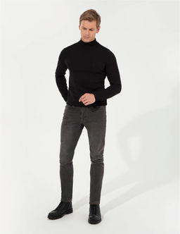 Siyah Slim Fit Yar_m Bal_k__ Yaka Basic Triko Kazak - Pierre cardin фото 4