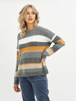 джемпер женский серый в полоску - Glenfield фото 4