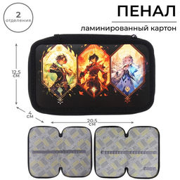 Пенал школьный, 2 секции, 12.5×20.5×4 см «Аниме game»