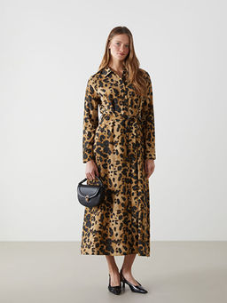 Leopar Desenli Kad?n G?mlek Elbise
