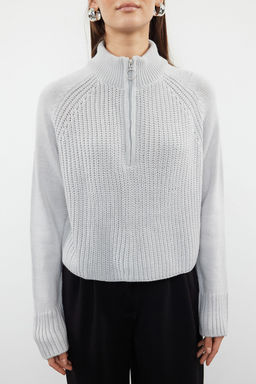 K?rm?z? Crop Fermuarl? Dik Yaka Basic Triko Kazak TWOAW22KZ1632 - Trendyolmilla фото 19